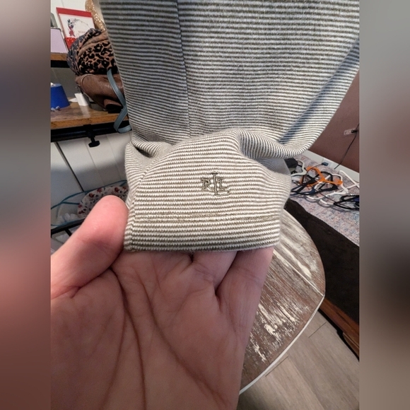 Lauren Ralph Lauren Green Stripes T-shirt size Petite Medium 100% cotton - Picture 4 of 10